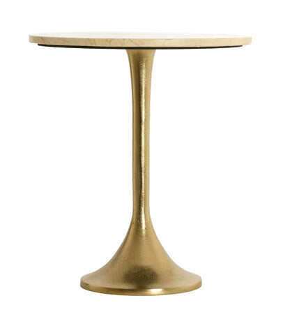 Light & Living Ronde Bijzettafel Tomar Marmerlook, Ø48cm - Beige,Goud