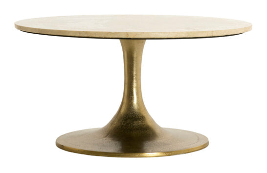 Light & Living Ronde Salontafel Tomar Marmerlook, Ø74cm - Beige