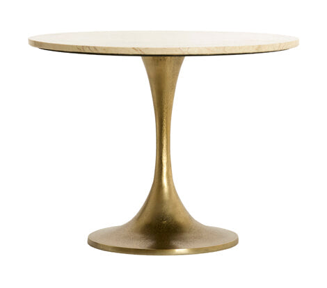 Light & Living Ronde Bijzettafel Tomar Marmerlook, Ø59cm - Beige,Goud