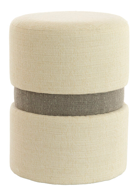 Light & Living Poef Novira 35cm - Crème/Grijs - Rond