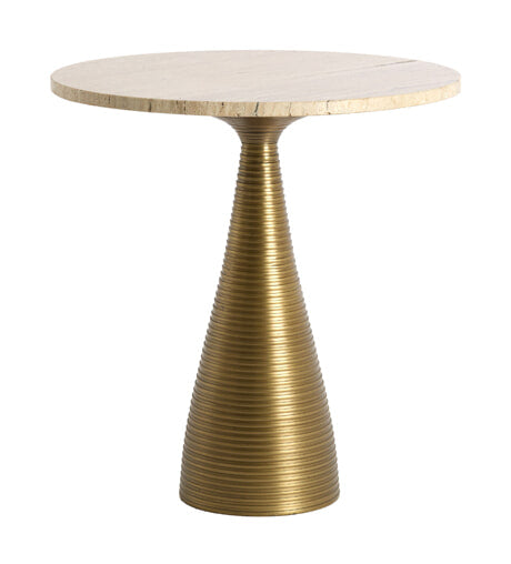 Light & Living Ronde Bijzettafel Bahia Travertin, Ø45cm - Zand
