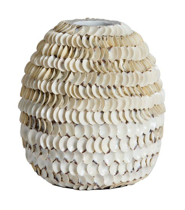 Light & Living Vaas Sarria Schelpen, 35cm - Crème - Rond