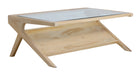 Light & Living Salontafel Yuki Mangohout & Glas, 112 x 70cm - Naturel