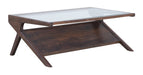 Light & Living Salontafel Yuki Mangohout & Glas, 112 x 70cm - Chocoladebruin