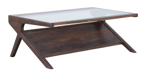 Light & Living Salontafel Yuki Mangohout & Glas, 112 x 70cm - Chocoladebruin