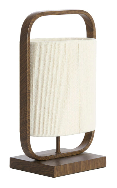 Light & Living Tafellamp Lecce Touw en bruine houtlook, 1-lamps - Donkerbruin