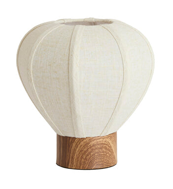 Light & Living Tafellamp Kyzo Linnen en houtlook, 23cm - Crème - Rond