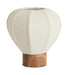 Light & Living Tafellamp Kyzo Linnen en houtlook, 23cm - Crème - Rond