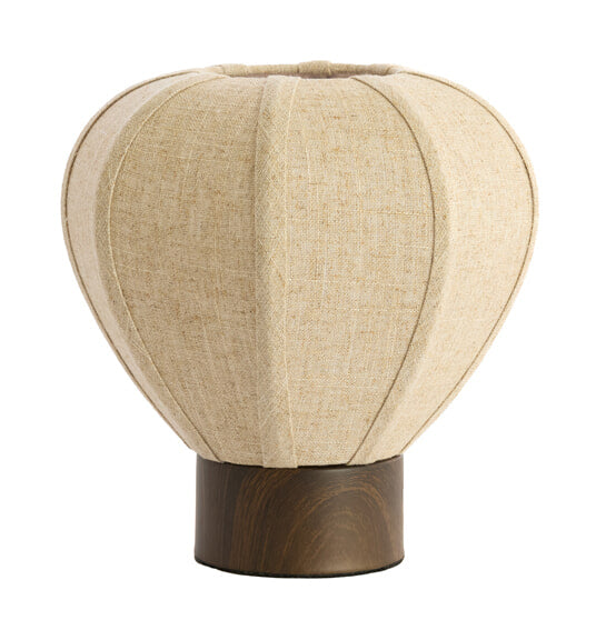 Light & Living Tafellamp Kyzo Linnen en houtlook, 23cm hoog - Naturel - Rond