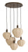 Light & Living Hanglamp Huxi Bruine houtlook en linnen, 5-lamps - Naturel - Rond
