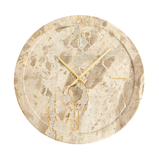 Light & Living Wandklok Sistelo Marmerlook, Ø48cm - Taupe - Rond