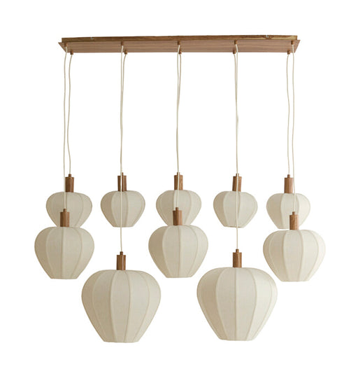 Light & Living Hanglamp Huxi Naturel houtlook en linnen, 10-lamps - Naturel