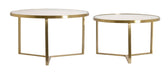 Light & Living Ronde Salontafel Serelle Glas en metaal, Set van 2 stuks - Bruin