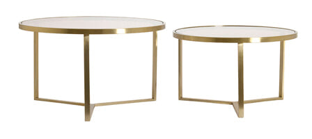 Light & Living Ronde Salontafel Serelle Glas en metaal, Set van 2 stuks - Bruin