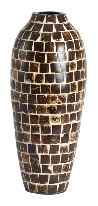 Light & Living Vaas Tudela Mozaïek, 40cm - Donkerbruin - Rond