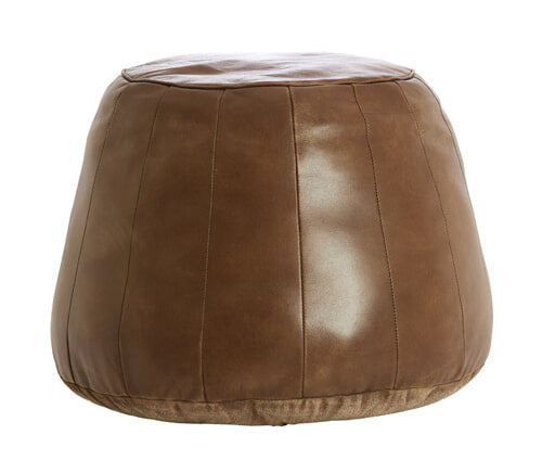 Light & Living Poef Dovio Leder, 56cm - Bruin - Rond
