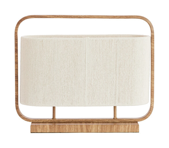 Light & Living Tafellamp Lecce Touw en naturel houtlook, 2-lamps - Crème