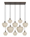 Light & Living Hanglamp Huxi Bruine houtlook en linnen, 10-lamps - Naturel
