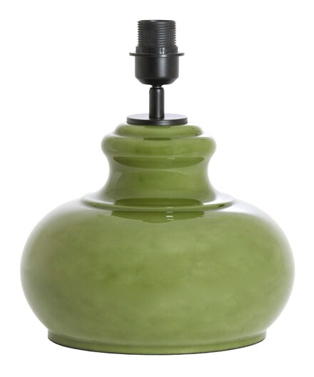 Light & Living Lampvoet Verde Glas, 33cm - Olijfgroen (excl. kap) - Rond