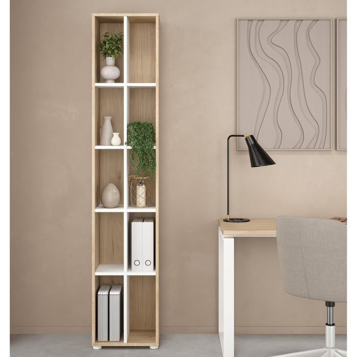 Boekenkast Bram Eiken / Wit - 41x205x35 cm - ThatLyfeStyle