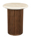 Dutchbone Ronde Bijzettafel Arda Walnoot en travertin, 35cm - Bruin