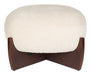 Dutchbone Hocker Emilius Bouclé en rubberhout - Wit