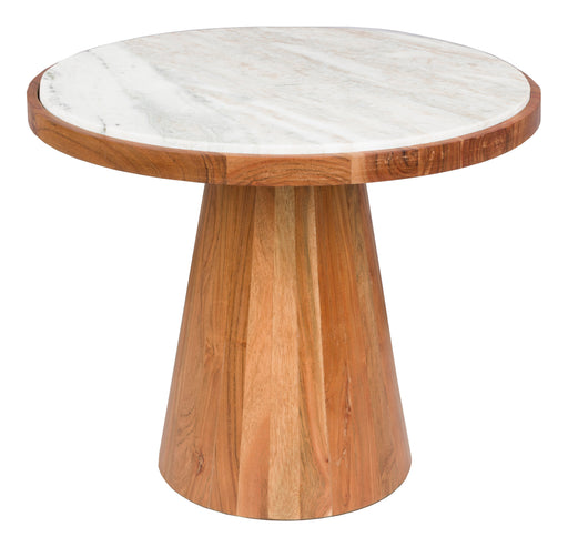 ZILT Ronde Salontafel Dejuan Marmer en acaciahout, 50cm - Naturel - ThatLyfeStyle