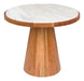 ZILT Ronde Salontafel Dejuan Marmer en acaciahout, 50cm - Naturel - ThatLyfeStyle