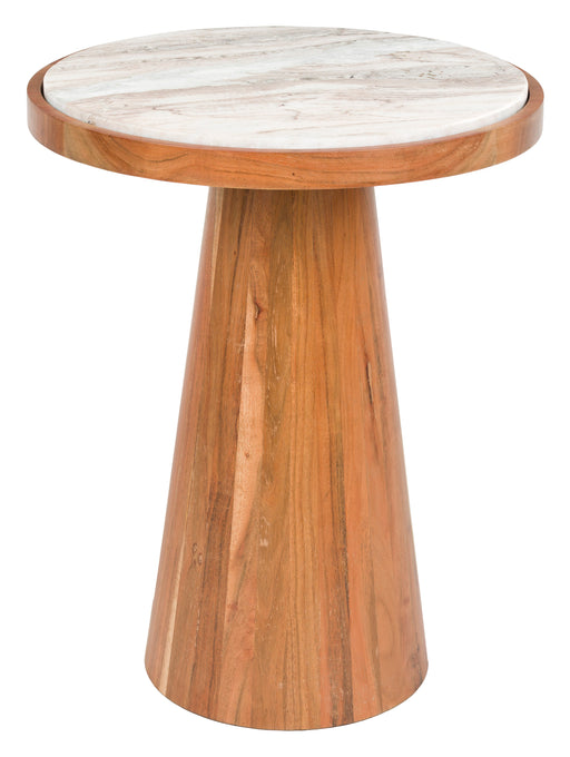 ZILT Ronde Bijzettafel Dejuan Marmer en acaciahout, 40cm - Naturel - ThatLyfeStyle