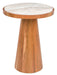 ZILT Ronde Bijzettafel Dejuan Marmer en acaciahout, 40cm - Naturel - ThatLyfeStyle