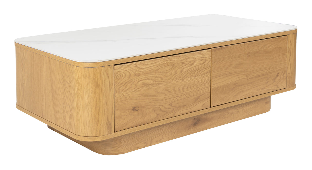 ZILT Salontafel Nathen Eiken en marmerlook, 120 x 60cm - Naturel