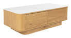 ZILT Salontafel Nathen Eiken en marmerlook, 120 x 60cm - Naturel