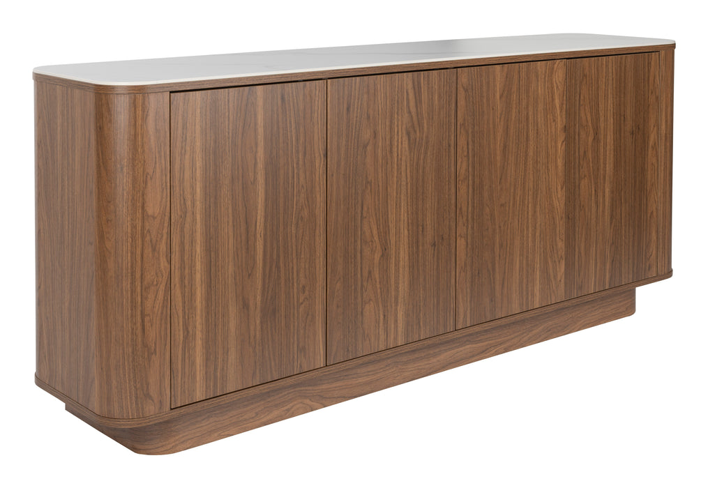 ZILT Dressoir Nathen Walnoot en marmerlook, 180cm