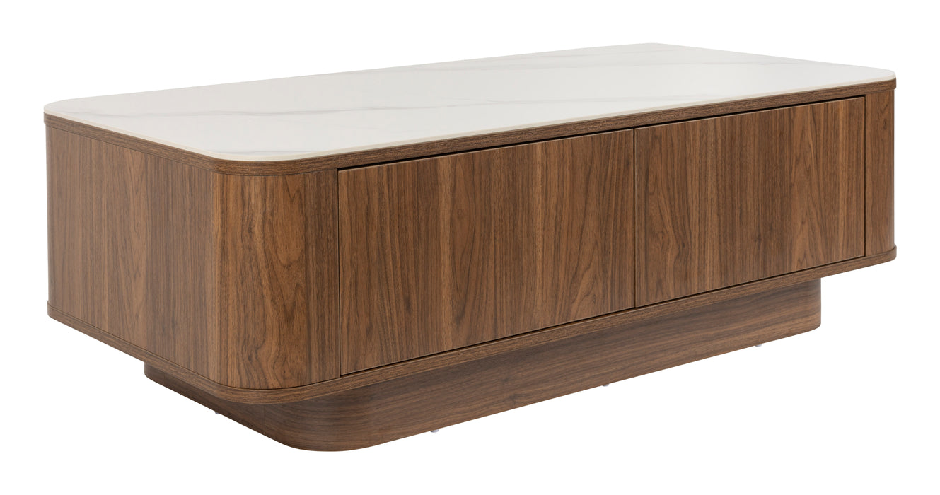 ZILT Salontafel Nathen Walnoot en marmerlook, 120 x 60cm - Bruin