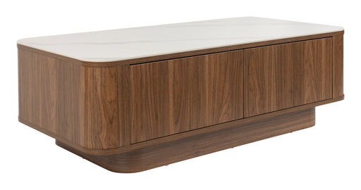 ZILT Salontafel Nathen Walnoot en marmerlook, 120 x 60cm - Bruin - ThatLyfeStyle