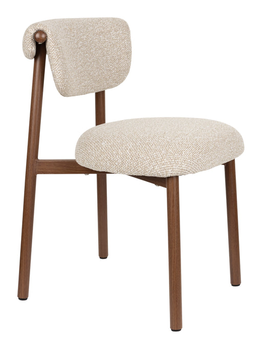 ZILT Eetkamerstoel Jeremey Geweven stof en hout - Beige - ThatLyfeStyle