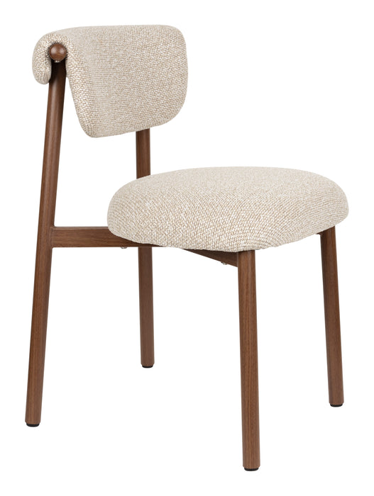 ZILT Eetkamerstoel Jeremey Geweven stof en hout - Beige