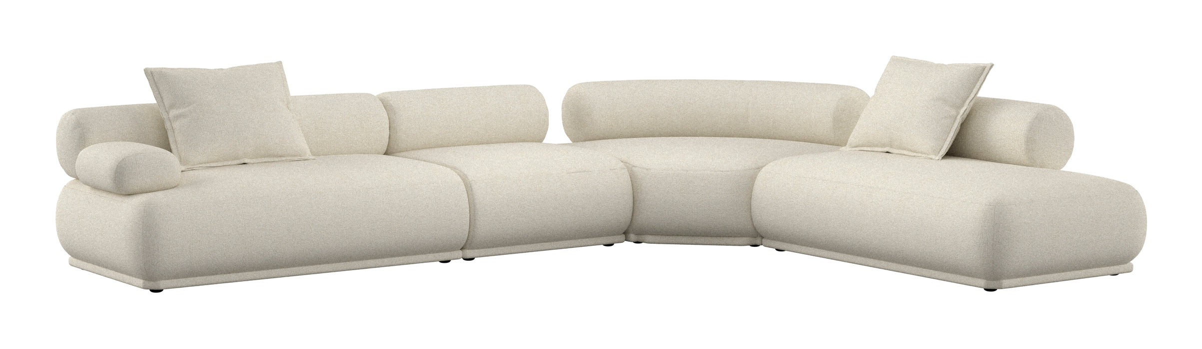 Zuiver 7,5-zits Hoekbank Rembrandt 594cm, Links, Ribstof - Beige