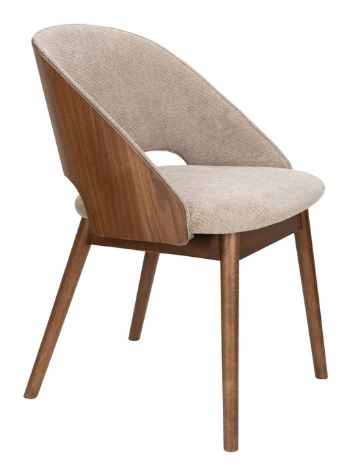 Dutchbone Eetkamerstoel Velore Geweven stof en hout - Beige - ThatLyfeStyle