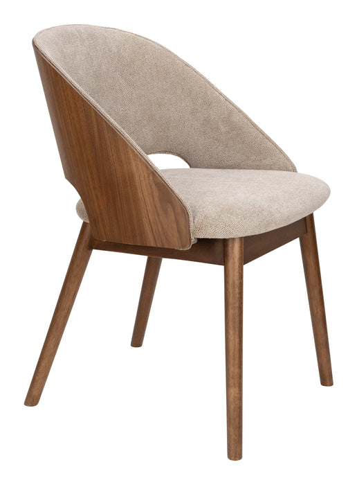Dutchbone Eetkamerstoel Velore Geweven stof en hout - Beige