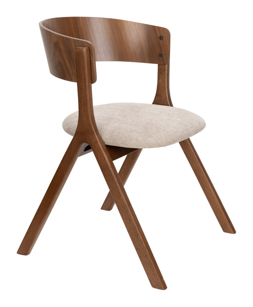 Dutchbone Eetkamerstoel Bresso Geweven stof en hout - Beige - ThatLyfeStyle