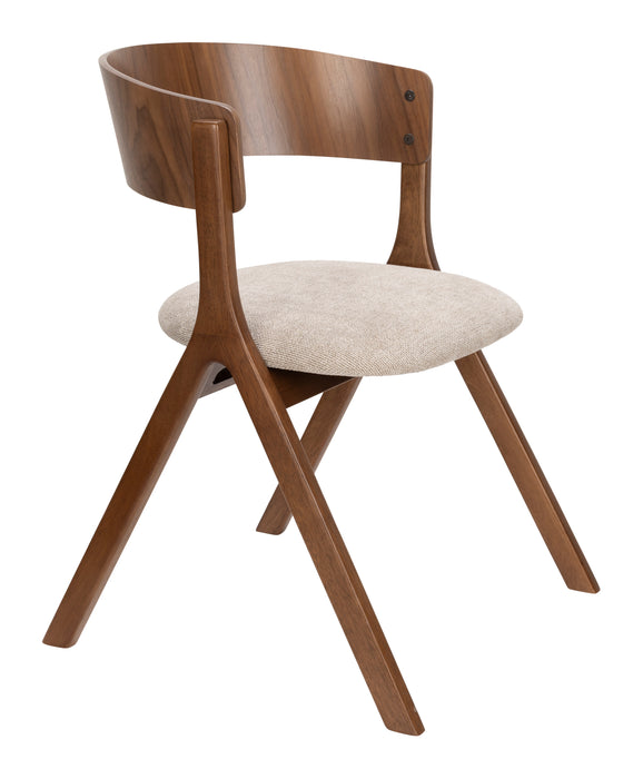 Dutchbone Eetkamerstoel Bresso Geweven stof en hout - Beige