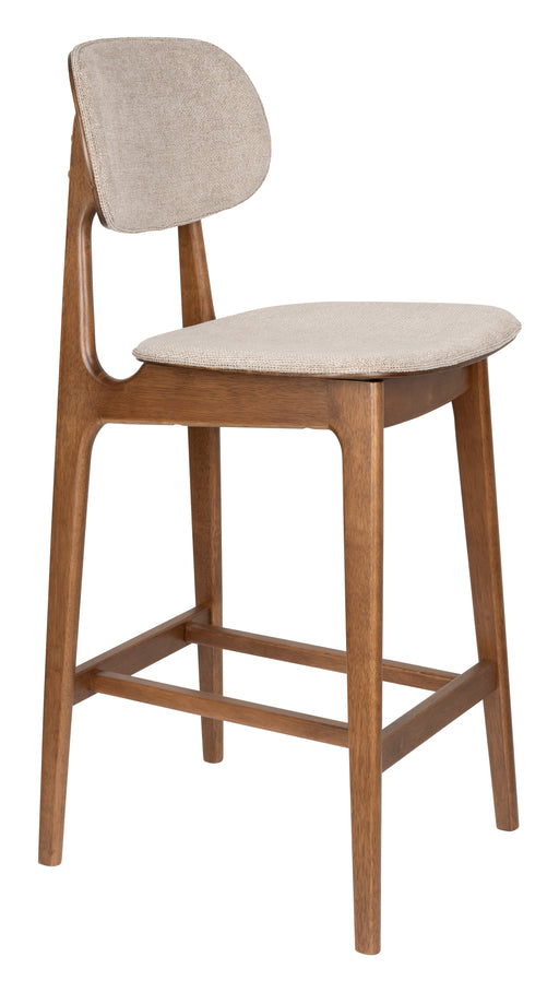 Dutchbone Barstoel Marais Geweven stof en hout - Beige (zithoogte 68cm) - ThatLyfeStyle