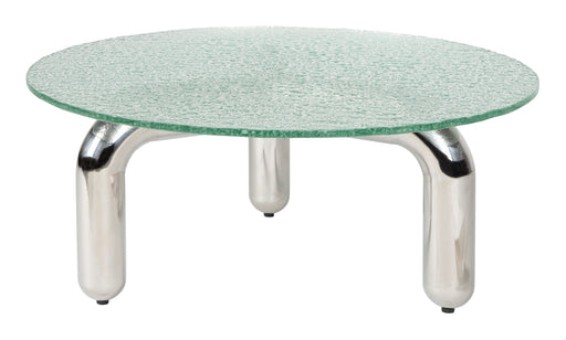 Dutchbone Ronde Salontafel Marly Glas en chroom, 80cm - Transparant,Zilver