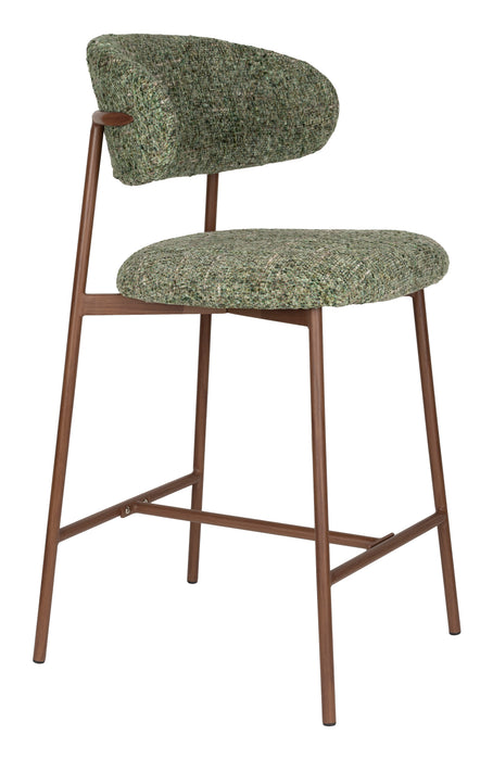ZILT Barstoel Arlena Geweven stof - Groen (zithoogte 65cm)