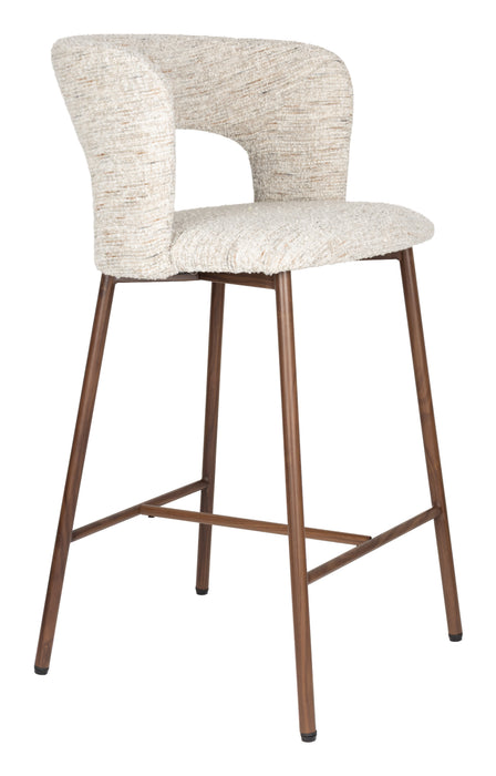 ZILT Barstoel Lannis Geweven stof - Beige (zithoogte 67cm)
