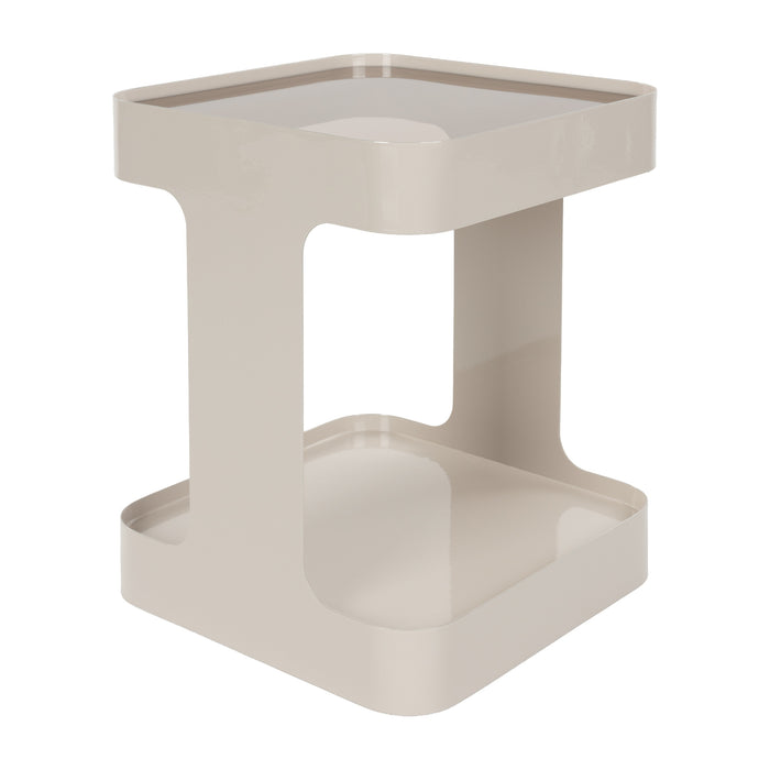 ZILT Bijzettafel Kube Metaal & Rookglas, 37 x 37cm - Taupe - Vierkant