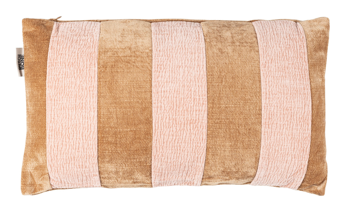 Dutchbone Kussen Maisy 50 x 30cm - Roze/Bruin - Velvet