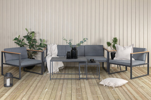 Nohr Loungeset Donnesha Met bank, 2 tafels en 2 fauteuils - Grijs - ThatLyfeStyle