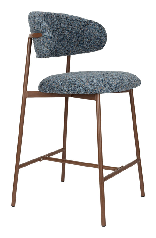 ZILT Barkruk Claes Gemêleerde stof - Blauw (zithoogte 65cm)